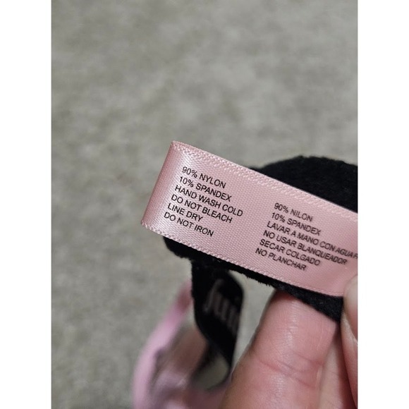 Juicy Couture Plunge Push Up Bra 34B Pink Black Logo Underwire Padded - Picture 7 of 7